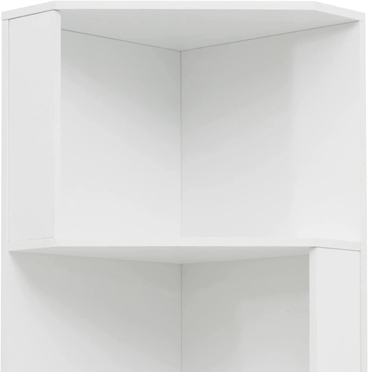 Bookshelf Corner Shelf Bookcase, Wooden 5-Tier Book Shelves Display Cabinet For Living Room,Bedroom,Bathroom, White