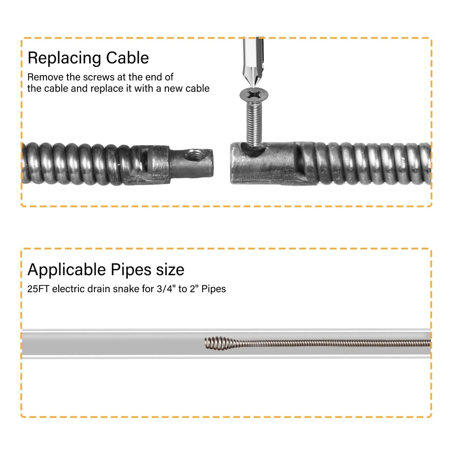 DOMINOX Electric Drain Snake with 2.0Ah Battery and 25FT Plumbing Snakes, Drain Snake Clog Remover for Unclogging Toilet, Sewer, Bathroom, Sink Drain Pipes