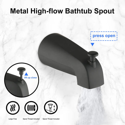 Proox 5 inch High Pressure Dual 2 in 1 Rain Showering Faucet Handheld Combo Set with Bathtub Spout