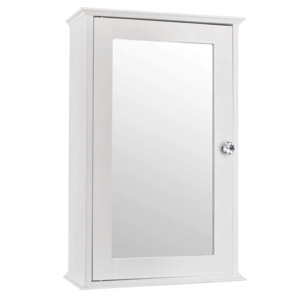 VINGLI Small Medicine Cabinet with Mirror White Bathroom Wall Mount Cabinet MDF 3 Shelf Storage Organizer with Single Mirrored Door and 2 Adjustable Shelves