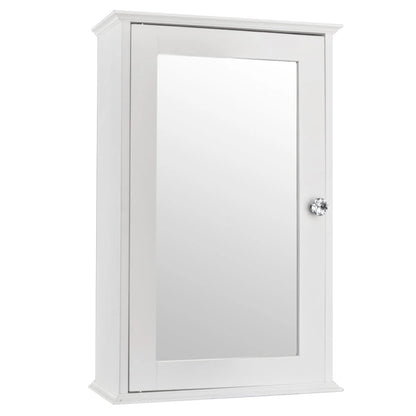 VINGLI Small Medicine Cabinet with Mirror White Bathroom Wall Mount Cabinet MDF 3 Shelf Storage Organizer with Single Mirrored Door and 2 Adjustable Shelves