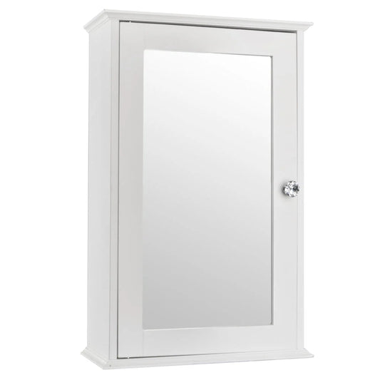 VINGLI Small Medicine Cabinet with Mirror White Bathroom Wall Mount Cabinet MDF 3 Shelf Storage Organizer with Single Mirrored Door and 2 Adjustable Shelves