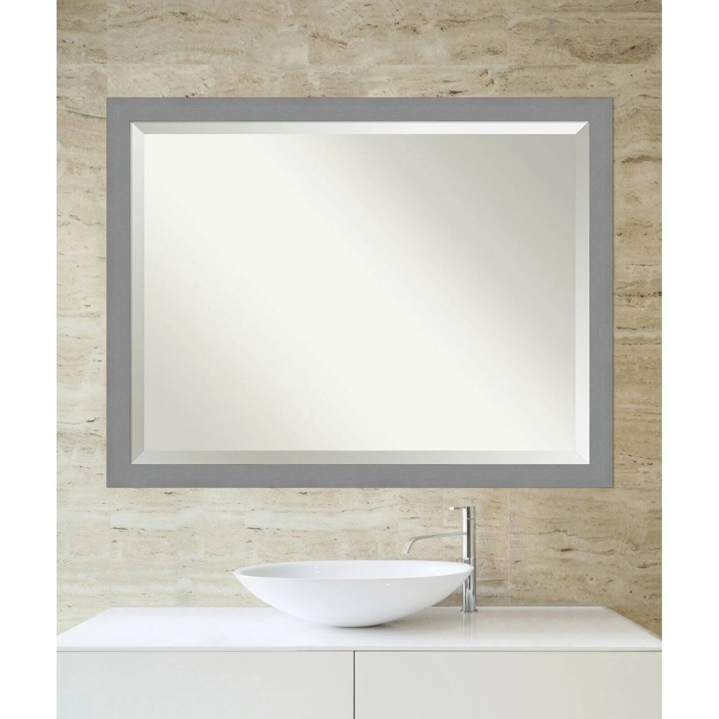 Cabinet White Narrow Beveled Wood Bathroom Wall Mirror