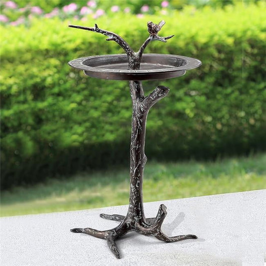 Bird & Twig Antique Bronze Metal Garden Birdbath