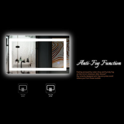 Ktaxon 32"x24" LED Lighted Bathroom Wall Mounted Mirror Vanity or Bathroom Wall Hanging Rectangle Vertical Mirror,Anti Fog+IP67 Waterproof