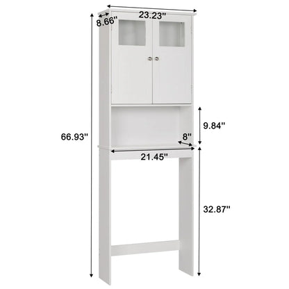 Ktaxon Over the Toilet Bathroom Storage Cabinet Space Saver with 2 Doors and 3 Storage Shelves, White Finish