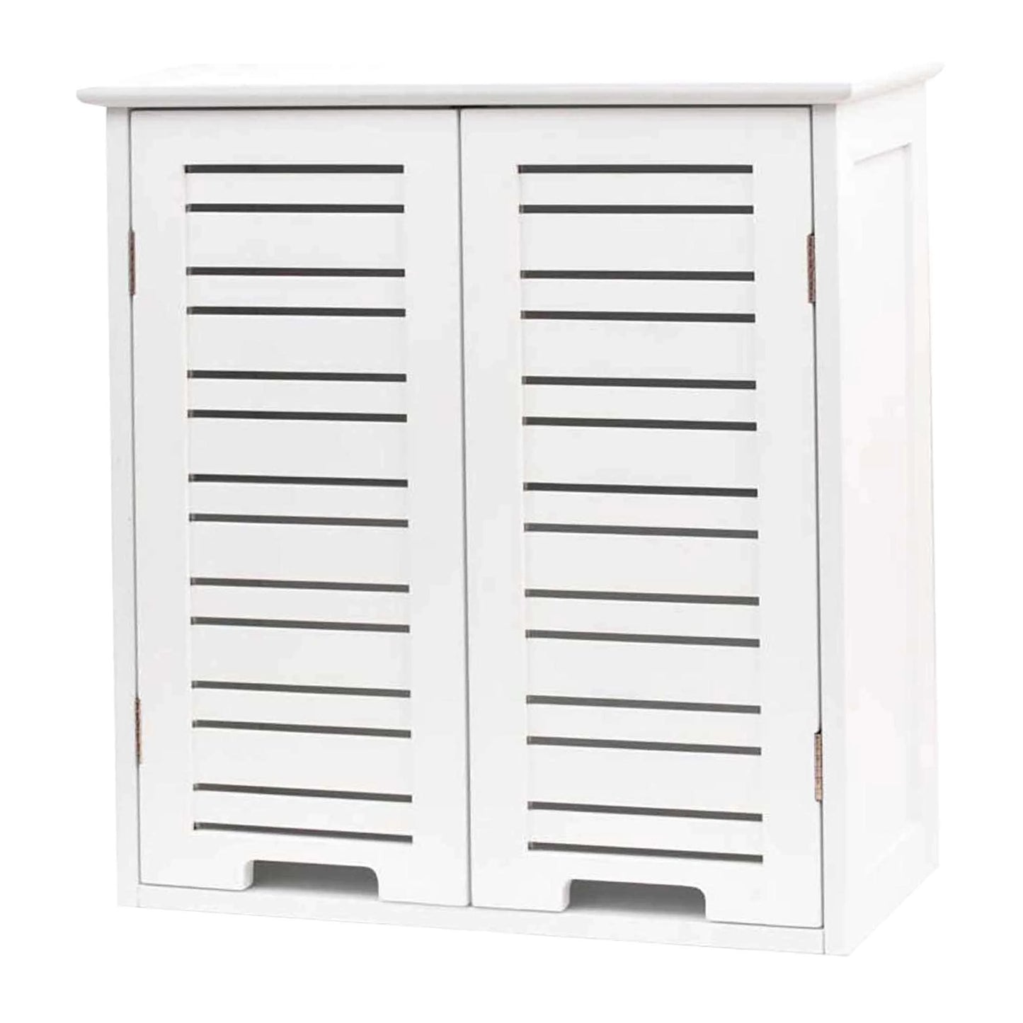 Wall-Mounted Bathroom Cabinet with Double Vented Doors, Compact Storage Organizer for Toiletries, White Finish - Miami Collection