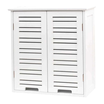 Wall-Mounted Bathroom Cabinet with Double Vented Doors, Compact Storage Organizer for Toiletries, White Finish - Miami Collection