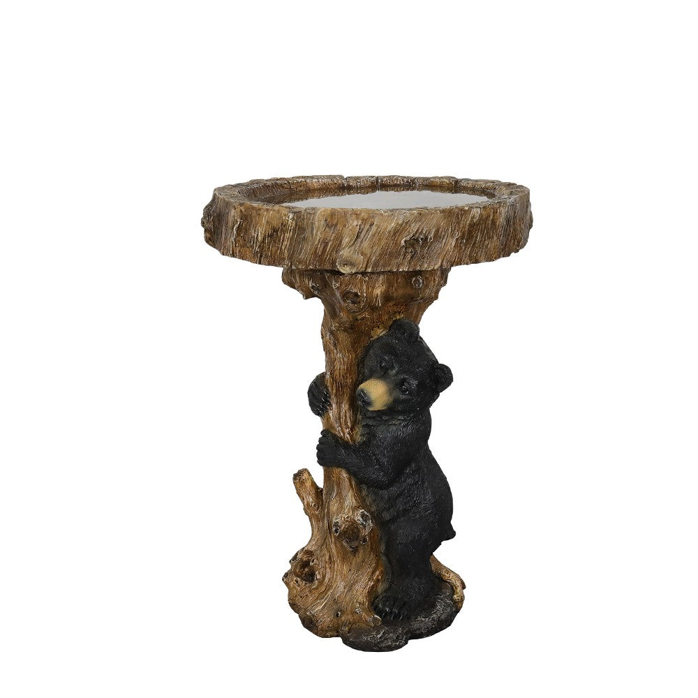 23.6��Tall Resin Outdoor Bird Baths for Garden - Outdoor Standing Birdbath with Bear Statue, Pedestal Birdbaths for Outdoors, Garden, Patio, Lawn, Backyard