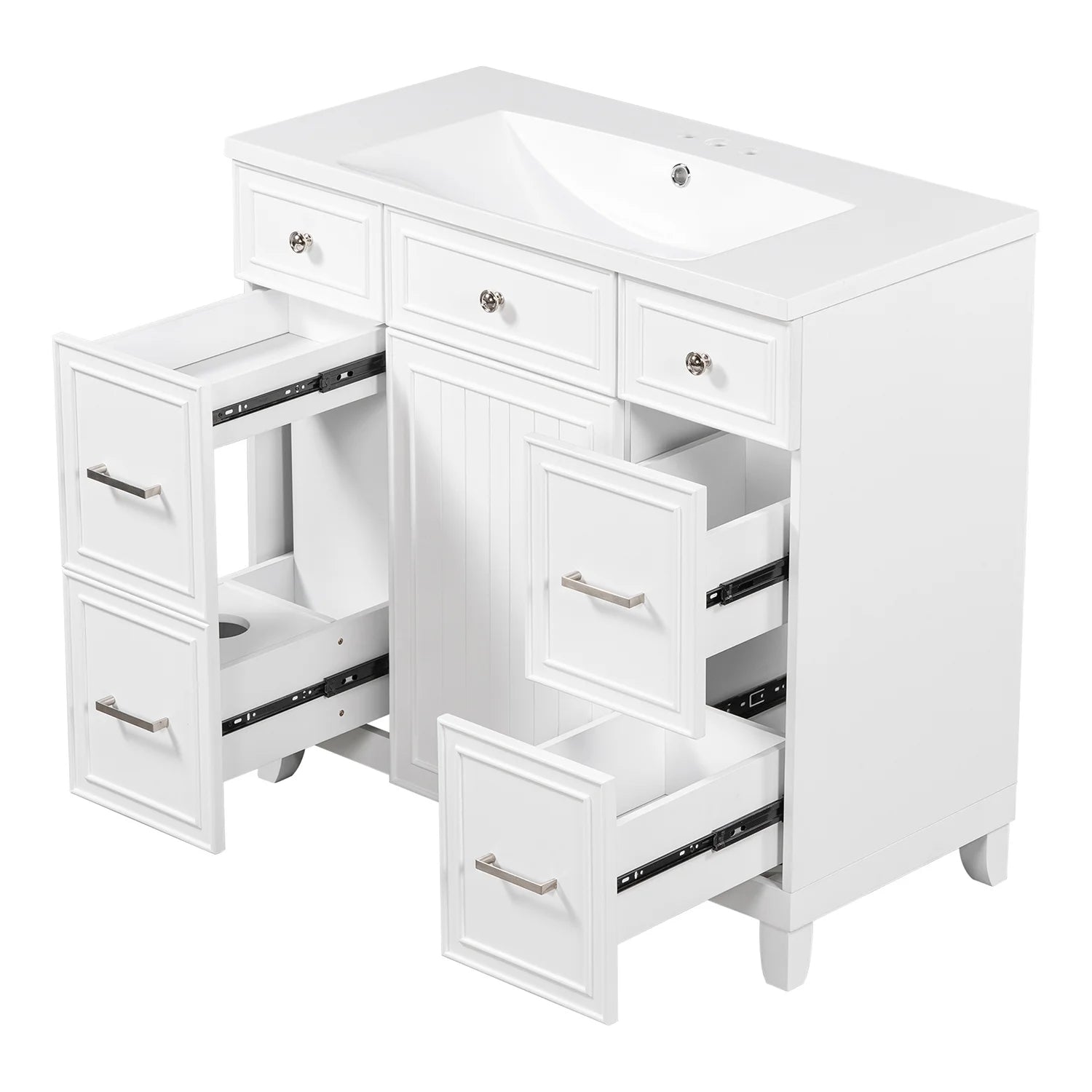 Harper & Bright Designs Bathroom Vanity Cabinet with Sink Combo Set 36", Contemporary Bathroom Shaker Cabinets and Vanities with Soft Closing Door and Drawer, White