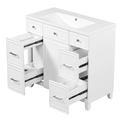 Harper & Bright Designs Bathroom Vanity Cabinet with Sink Combo Set 36", Contemporary Bathroom Shaker Cabinets and Vanities with Soft Closing Door and Drawer, White