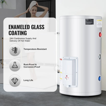 VEVOR Electric Water Heater, 18 Gallon Tank Instant Hot Water Heater, 1.6Kw Tankless Water Heater w/ LED Display,Knob Control, IPX4 Waterproof Side Connection On Demand Heaters for Shower, Bath
