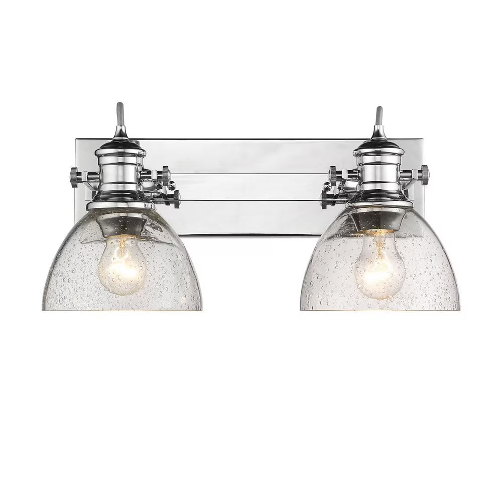 Hines 2 Light Bath Vanity in Chrome with Seeded Glass