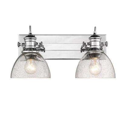 Hines 2 Light Bath Vanity in Chrome with Seeded Glass