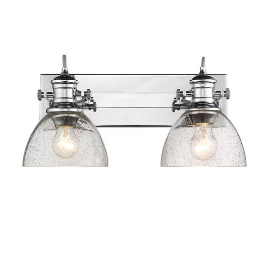 Hines 2 Light Bath Vanity in Chrome with Seeded Glass