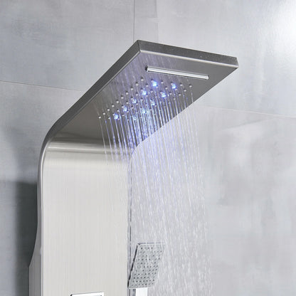 Bathroom Senlesen Stainless Steel LED Shower Panel Tower Faucet Set System Massage Body Jet