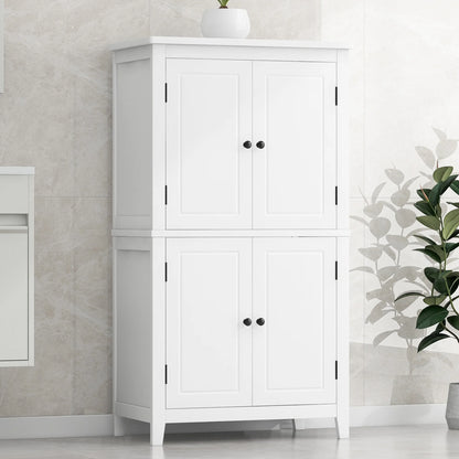 Elegant Bathroom Floor Storage Cabinet, Bathroom Storage Unit, Freestanding Cabinet with 4 Doors