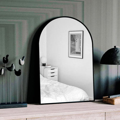GLSLAND Wall Mounted Mirror, 20" x 30" Arch Bathroom Mirror for Wall, Vanity Mirror for Bedroom, Black