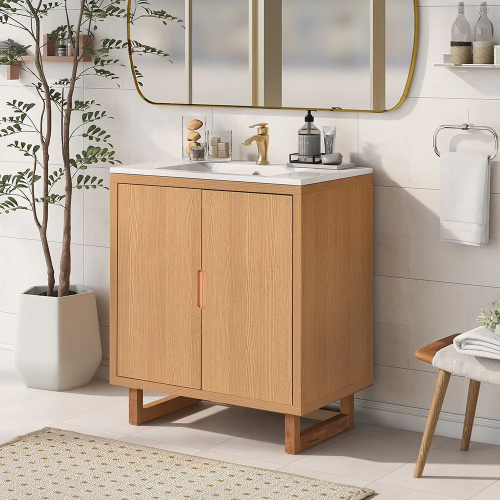 Harper & Bright Designs 30" Bathroom Vanity Set with Sink Combo Cabinet, Bathroom Vanity Storage Cabinet, Solid Wood Frame