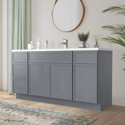 Vanity Art 63" Freestanding Bathroom Vanity Cabinet without Top in Smoky Gray