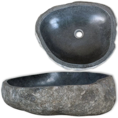 vidaXL Bathroom Basin, Naturally Varied Shape and Color Tone, (17.7"-20.9")x(13.4"-16.1")x4.5"
