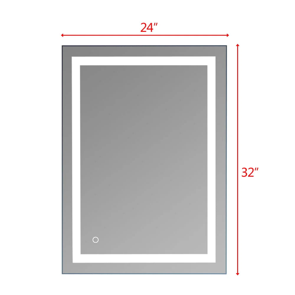 Zimtown Touch LED Bathroom Mirror Rectangle Light Strip Lighted Mirror 32x24 Silver