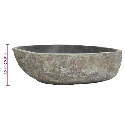 vidaXL Bathroom Basin, Vessel Sink, Easy Assembly, (17.7"-20.9")x(13.4"-16.1")x4.5" River Stone