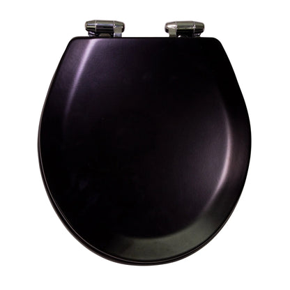 Dalton Toilet Seat Round Soft Close – Black Rustic Wooden Round Standard Toilet Seat for Bathroom – Design House, 561241-BLK