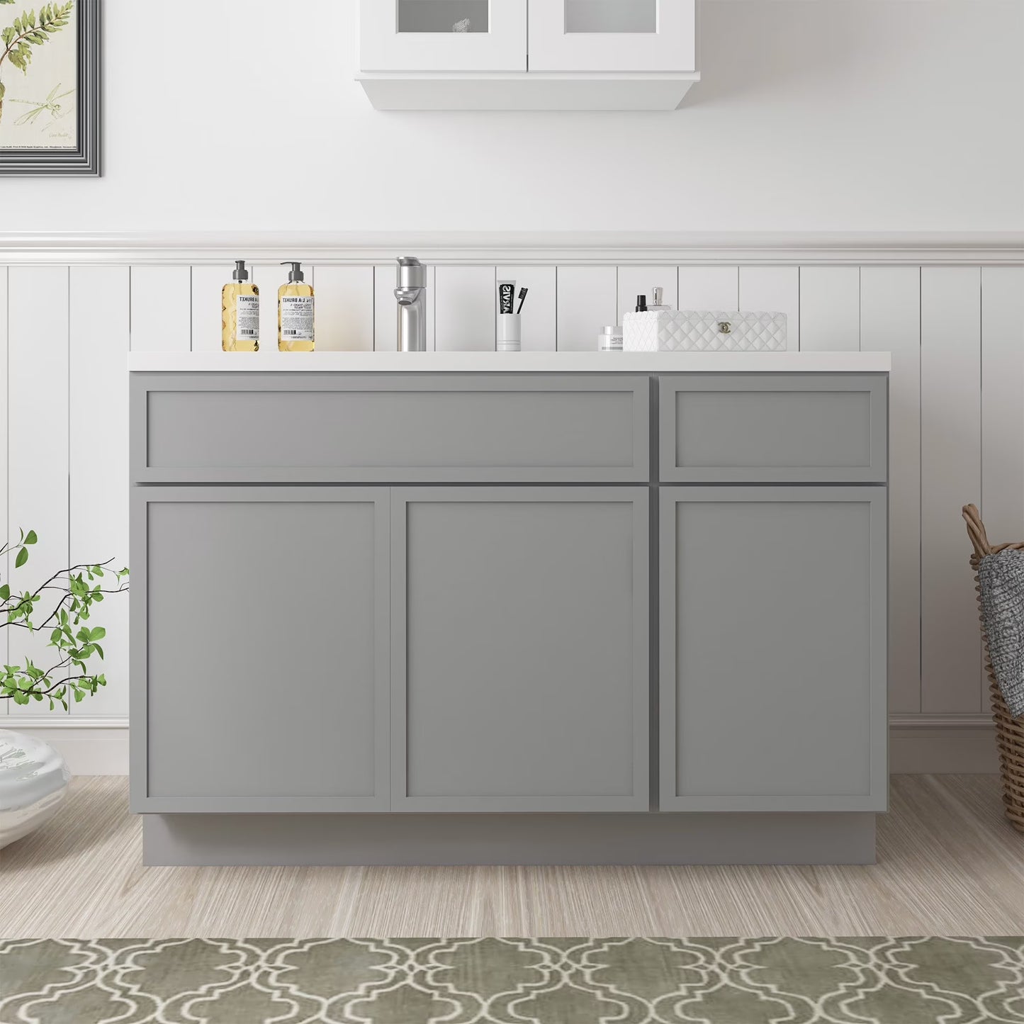 51" Freestanding Bathroom Vanity Cabinet without Top in Sea Green