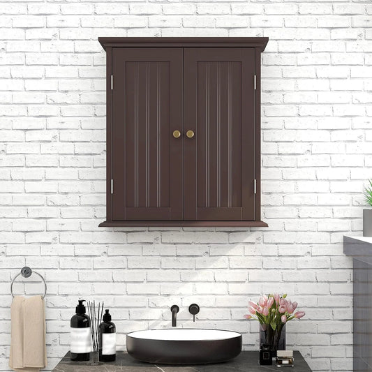 Bathroom Wall Cabinet, Over The Toilet Space Saver Storage Cabinet, Medicine Cabinet with 2 Door and Adjustable Shelves, Cupboard