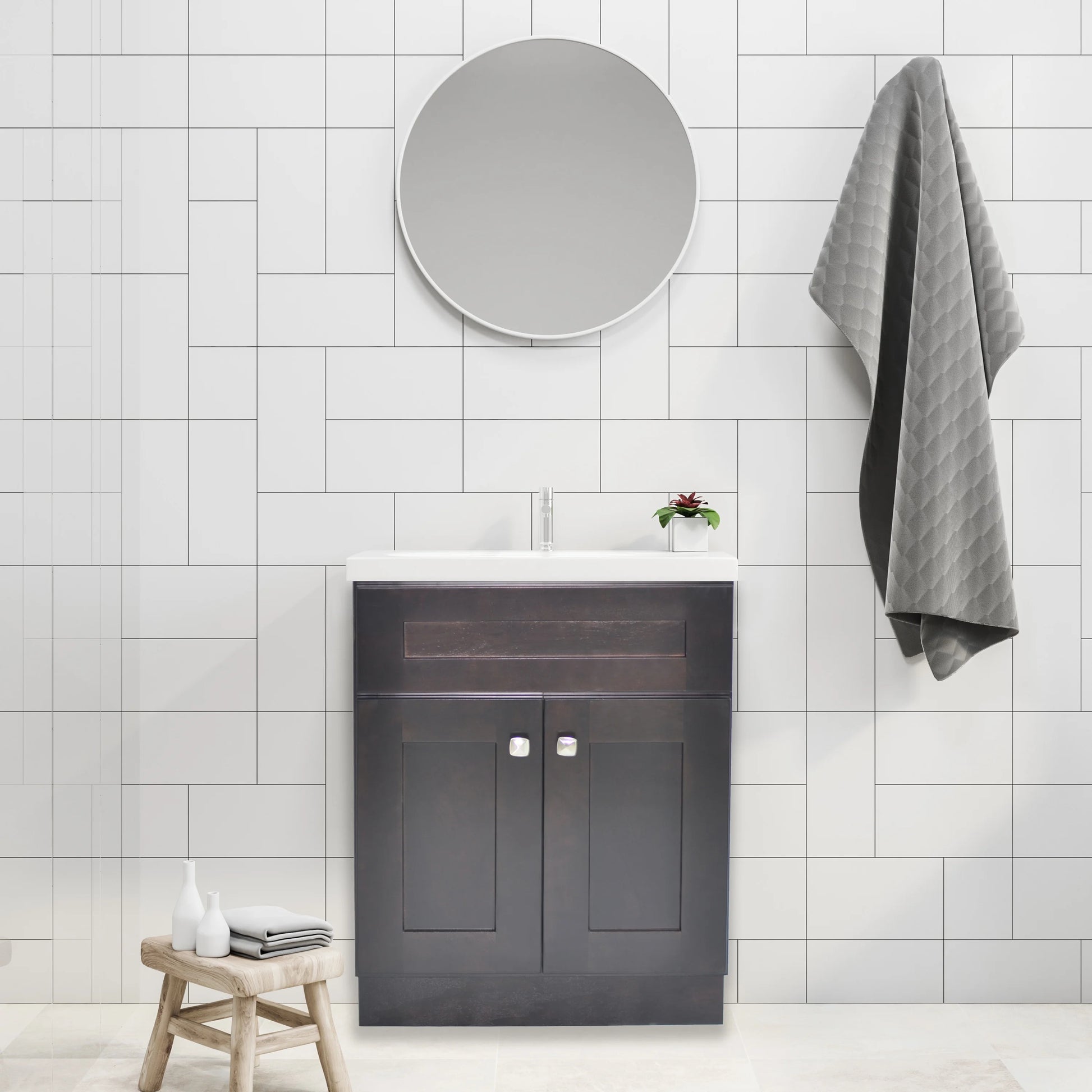Design House Brookings 24" x 18" Ready to Assemble Solid Wood 2-Door Bath Vanity Cabinet, Espresso