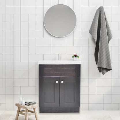 Design House Brookings 24" x 18" Ready to Assemble Solid Wood 2-Door Bath Vanity Cabinet, Espresso