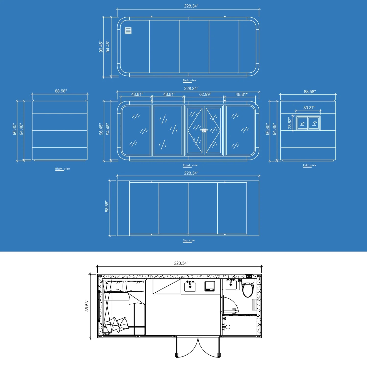 THLAND Luxury modern prefab cabin - 20ft mobile capsule with bedroom, kitchen and bathroom, storm resistant prefab cabin -16 typhoon and 11 earthquake proof mobile cabin for travel and outdoor living
