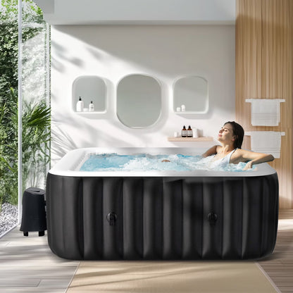 MOPHOTO 72" X 72" X 25" 2-4 Person Inflatable Hot Tub, Large Portable Round Hot tub with 120 Bubble Jets, Outdoor Bathtub Spa Set Included Heater Pump, Filter and Spa Cover