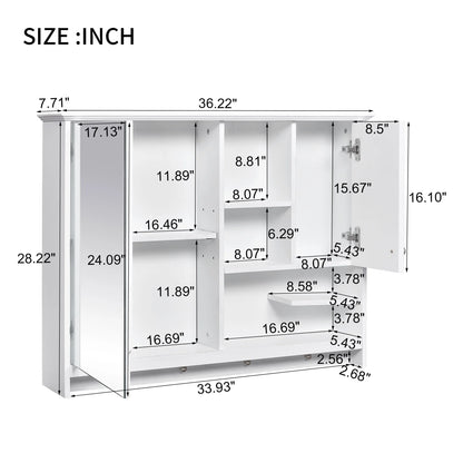 Bathroom Storage Cabinet 36 Inch Wall Mounted Medicine Cabinet, Bathroom Storage Cabinet with Mirror Door and Adjustabl Shelf, Mirror Cabinet for Bathroom,Bathroom Wall Storage