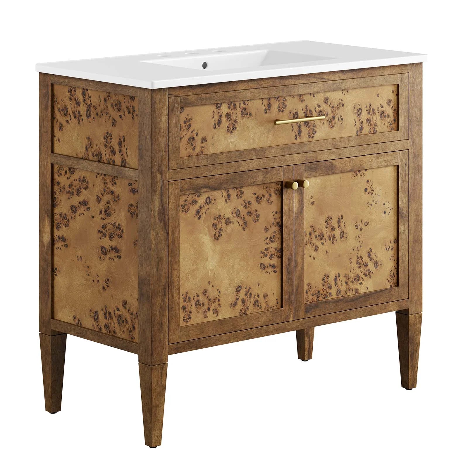 Modway Elysian 36" Wood Bathroom Vanity in White Brown
