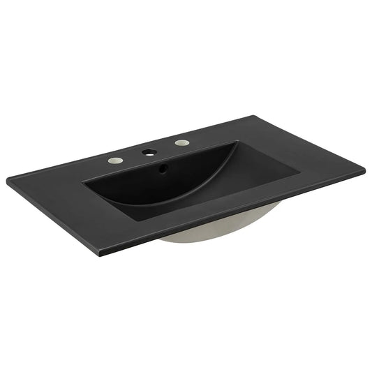 Modway EEI-5070-BLK Black Ceramic Construction 30" Rectangular Bathroom Sink