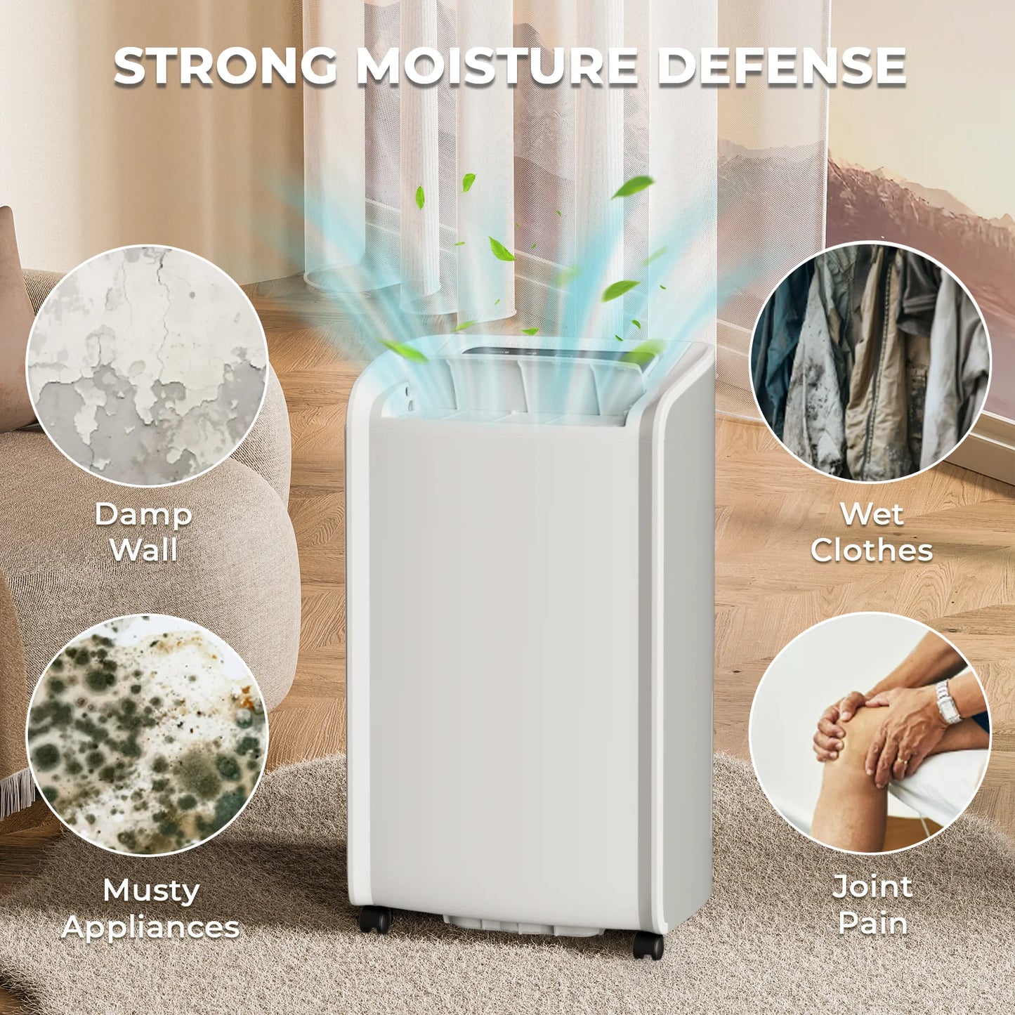 Rocyis 70 Pints Dehumidifier for 5000 Sq. Ft. Home, with Auto Shut off, Drain Hose, Reusable Filter, 4 Modes, for Bedroom & Bathroom