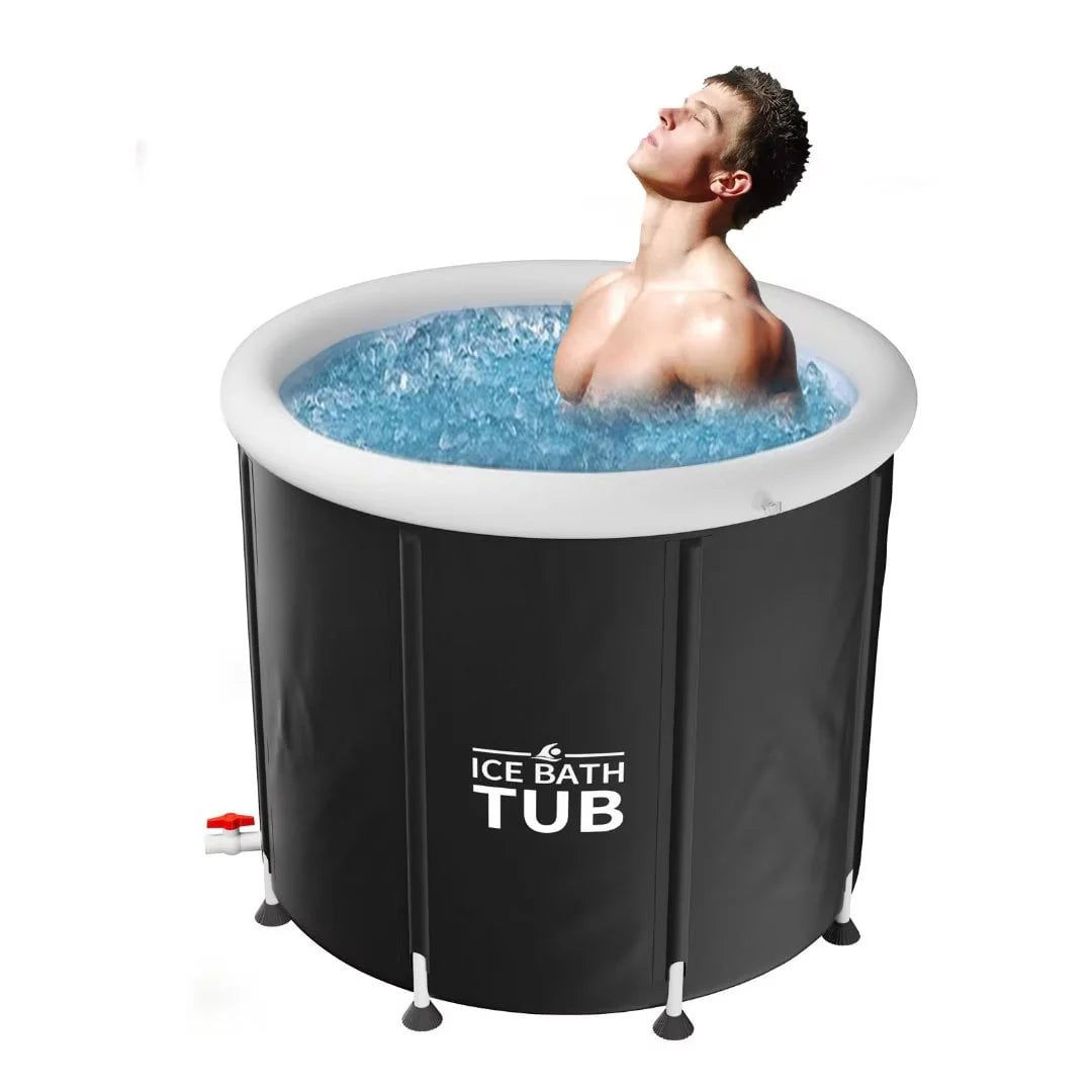 MOPHOTO Oversized Ice Bath Tub for Athletes, Inflatable Portable Bathtub Foldable Ice Bathtub, Large Outdoor Ice Bath with Lid, Cold Plunge Tub Freestanding Bathtubs for Adults, 34" x 30"