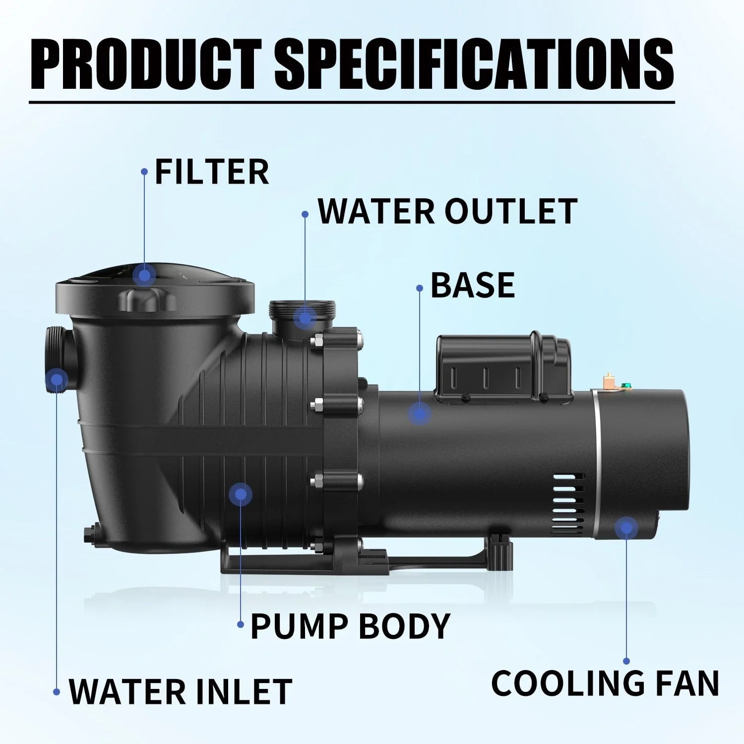1.5 HP In/Above Ground Swimming Pool Pump, 1150W 4500GPH 115V/230V Dual Voltage Self-Priming Filter Pumps for Pools Spa Bathtub