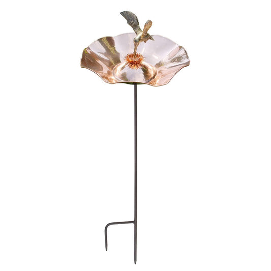 Achla Hummingbird Bird Bath and Stake, Copper