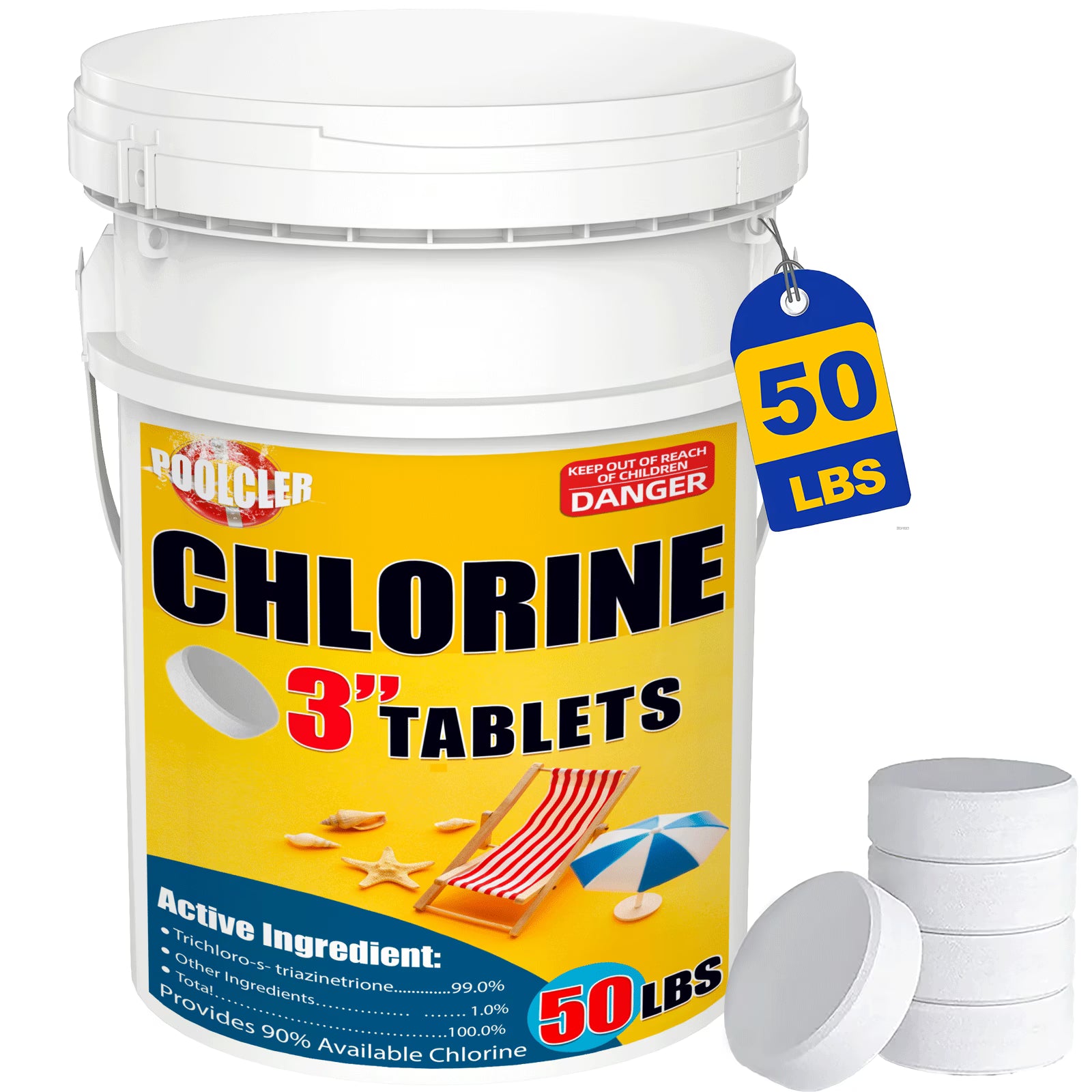 50 LBS Pool & Spa Chlorine Tablets Pool Supplies 50 Pounds 3 Inch Chlorine Stabilizer Hot Tubs Bathtub Chlorinating Tablets