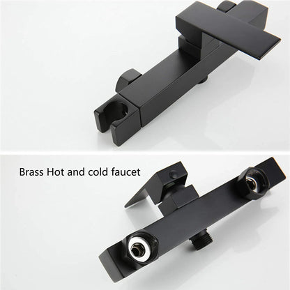 Handheld Bidet Sprayer for Toilet, Wall Mounted Black Toilet Bidet Sprayer Kit Brass Bathroom Cloth Diaper Sprayer Set with Hot and Cold Water for Personal Hygiene,PVC Hose
