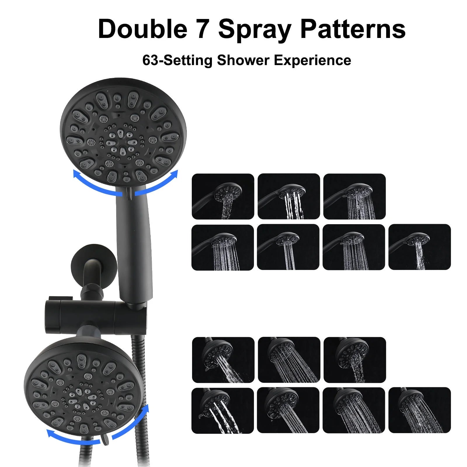 Proox 5 inch High Pressure Dual 2 in 1 Rain Showering Faucet Handheld Combo Set with Bathtub Spout