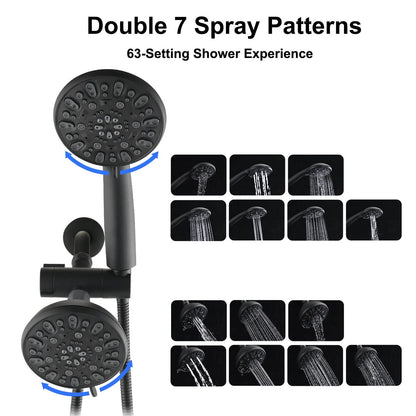 Proox 5 inch High Pressure Dual 2 in 1 Rain Showering Faucet Handheld Combo Set with Bathtub Spout