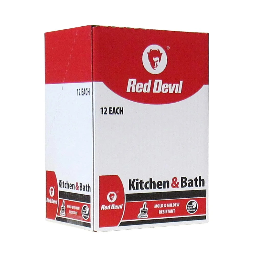 Red Devil 0887 Kitchen & Bath Low Odor 100% Silicone Sealant, A Water-Resistant Adhesive For Creating A Protective Barrier Against Moisture, 10.1 oz. Tube, Clear, 12-Pack