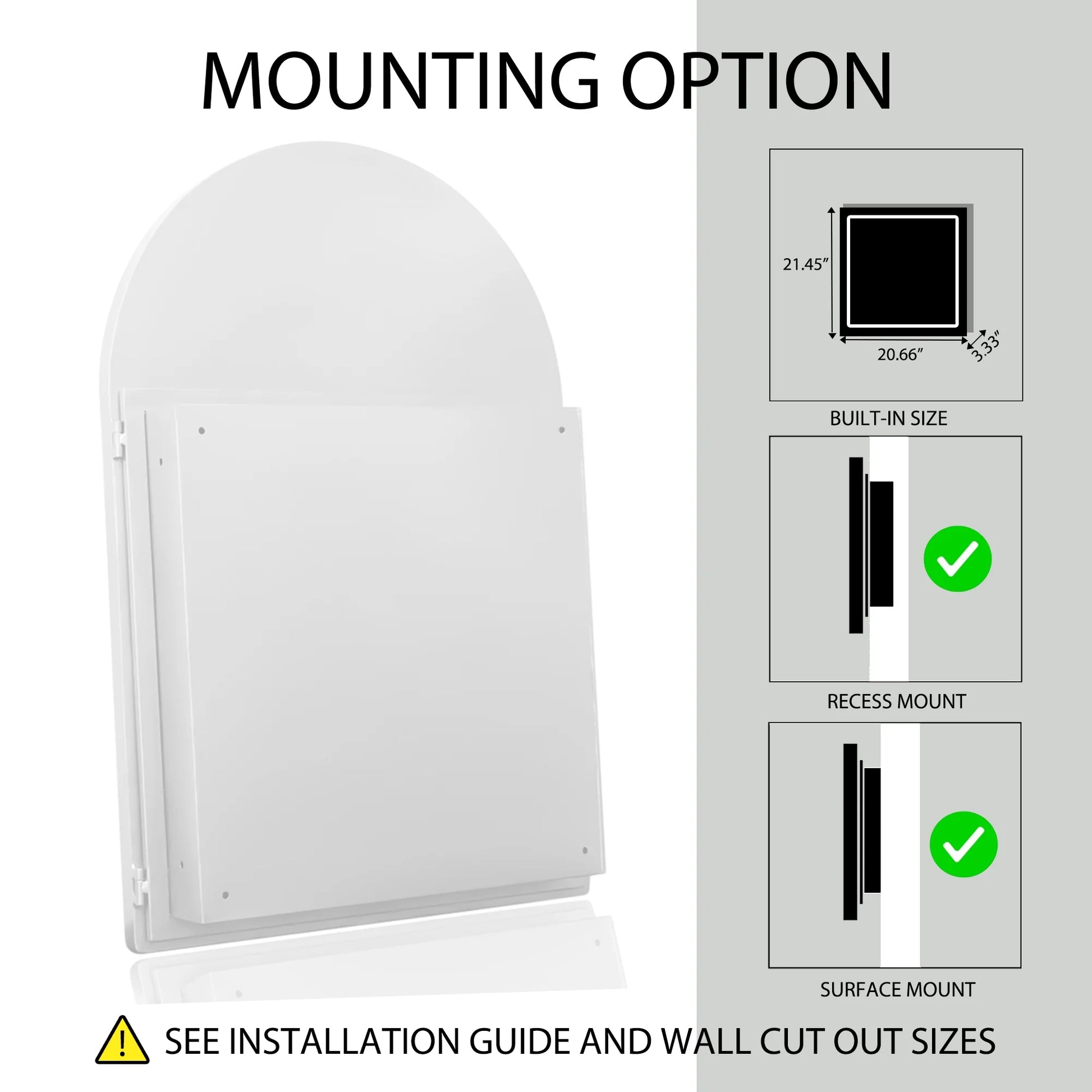 DUOSONG 24X36 Inch Arched Recessed Medicine Cabinet, Metal Framed Bathroom Wall Cabinet With Mirror And Adjustable Shelves, Wall Mirror With Storage For Bathroom, White White Metal Bath & Faucets