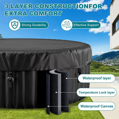 73" X 73" X 25" Inflatable Hot Tub for 4-6 Person Square, 240 Gallon Large Portable Hottub Spa with 130 Bubble Air Jets, Blow Up Spa Bathtub with LED Control Panel, 2 Filter, Temperature up to 104��F