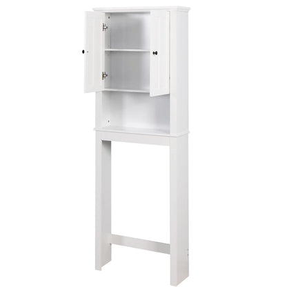 UBesGoo Bathroom Cabinet, Bathroom Space Saver, Over The Toilet Storage with 2-Door Adjustable Shelves, White