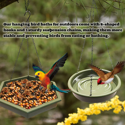 Hanging Bird Bath Feeder for Outdoors,Bird Feeder Hanging Bird Feeder Tray Charm to Your Garden 2 in 1